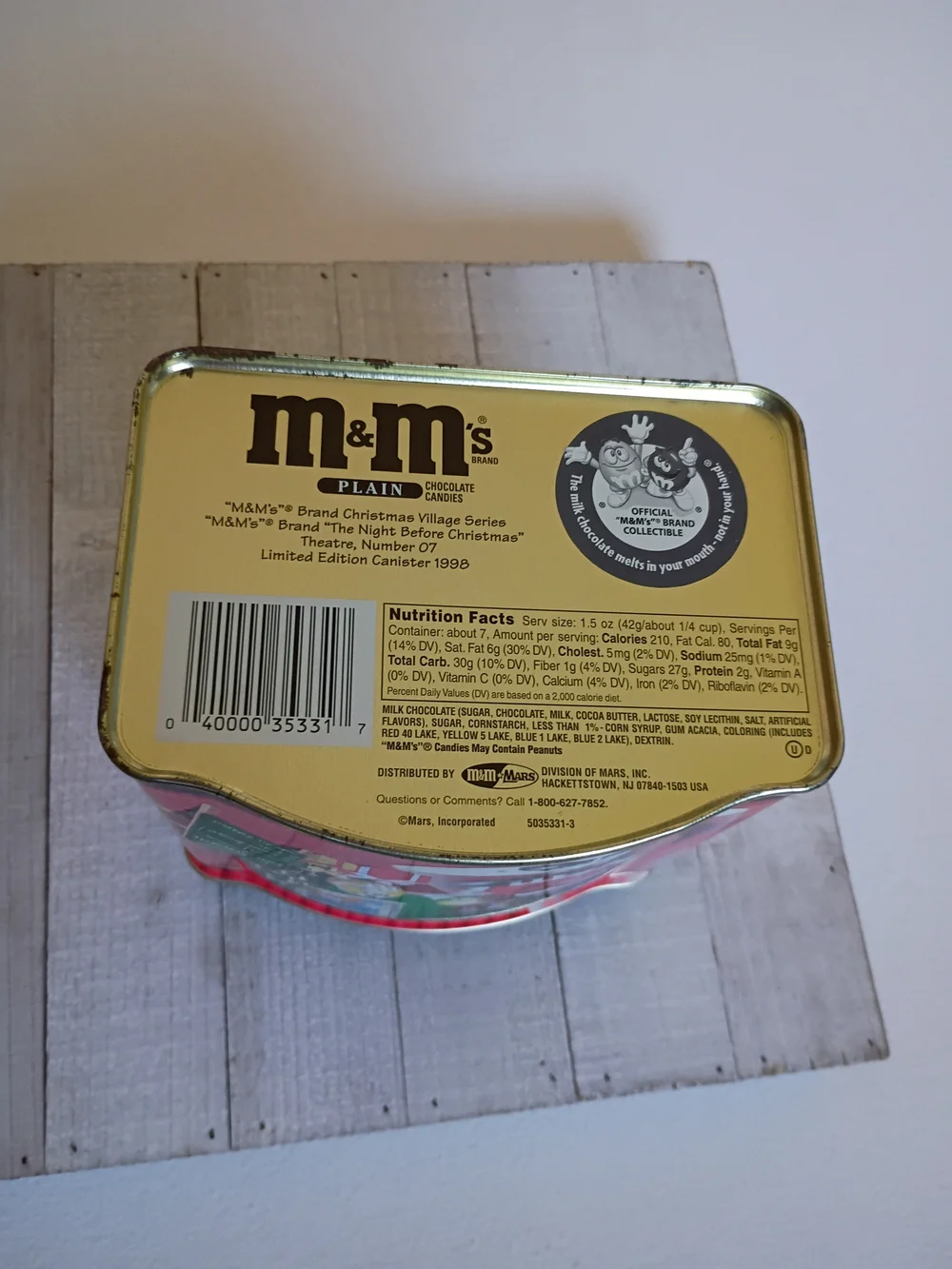 Vintage 1998 M&M's Christmas Tin Limited Edition Village Series Theater No 07